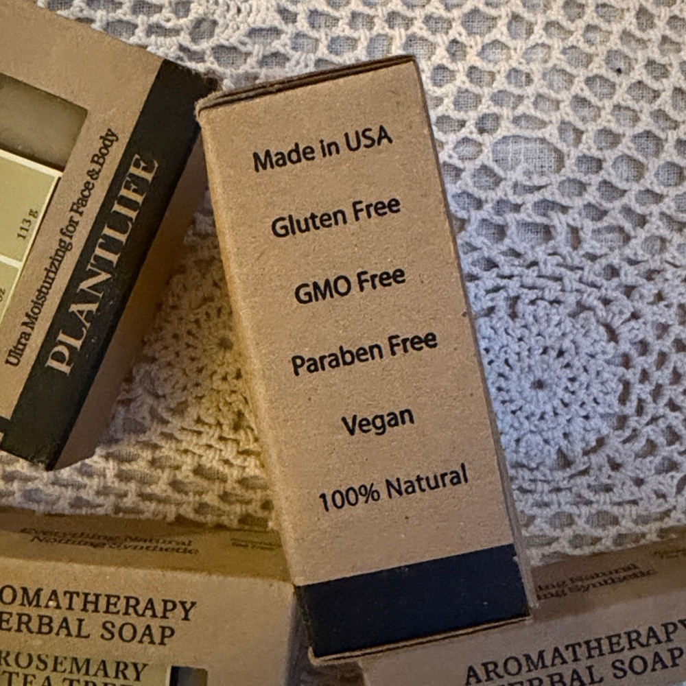 Plantlife Rosemary Tea Tree Aromatherapy Handmade Soap Set of 4 Vegan Natural - Picture 3 of 5